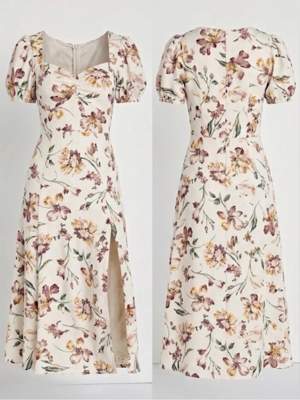 Lulus Parisian Picnic cream floral dress - Picture 1 of 6
